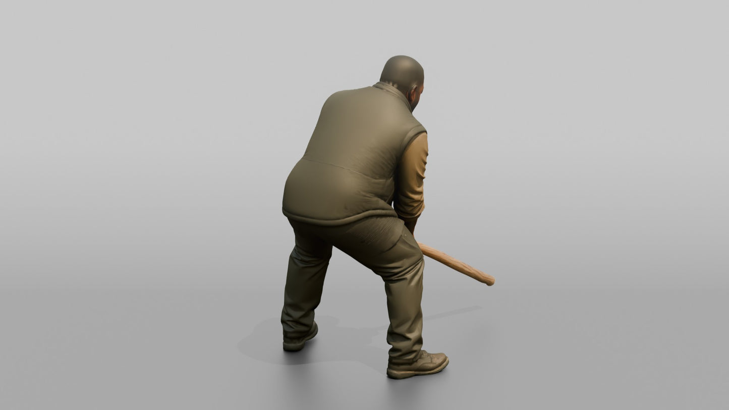 Protester Man Swinging a Bat