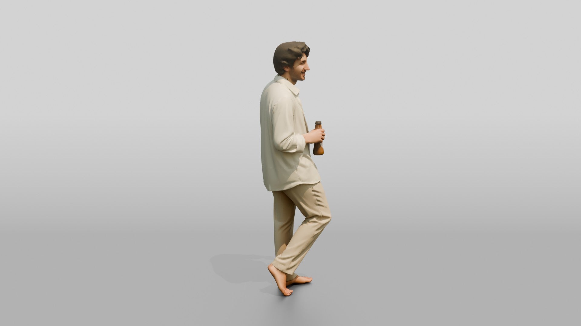 Man Holding a Beer in a White Shirt