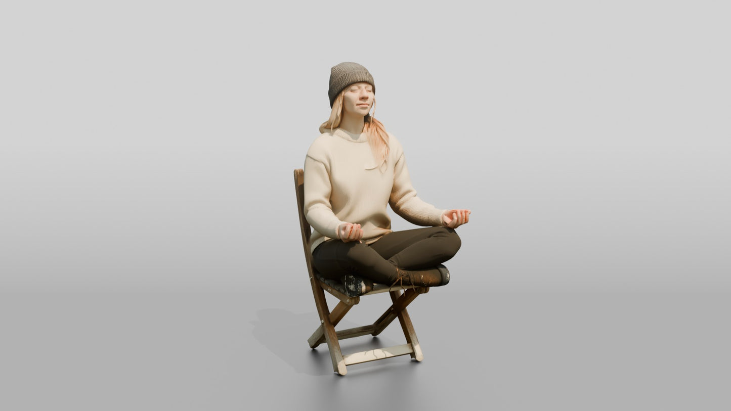 Norwegian Woman Meditating in the Snow