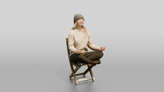 Norwegian Woman Meditating in the Snow - 3D character model, view 1