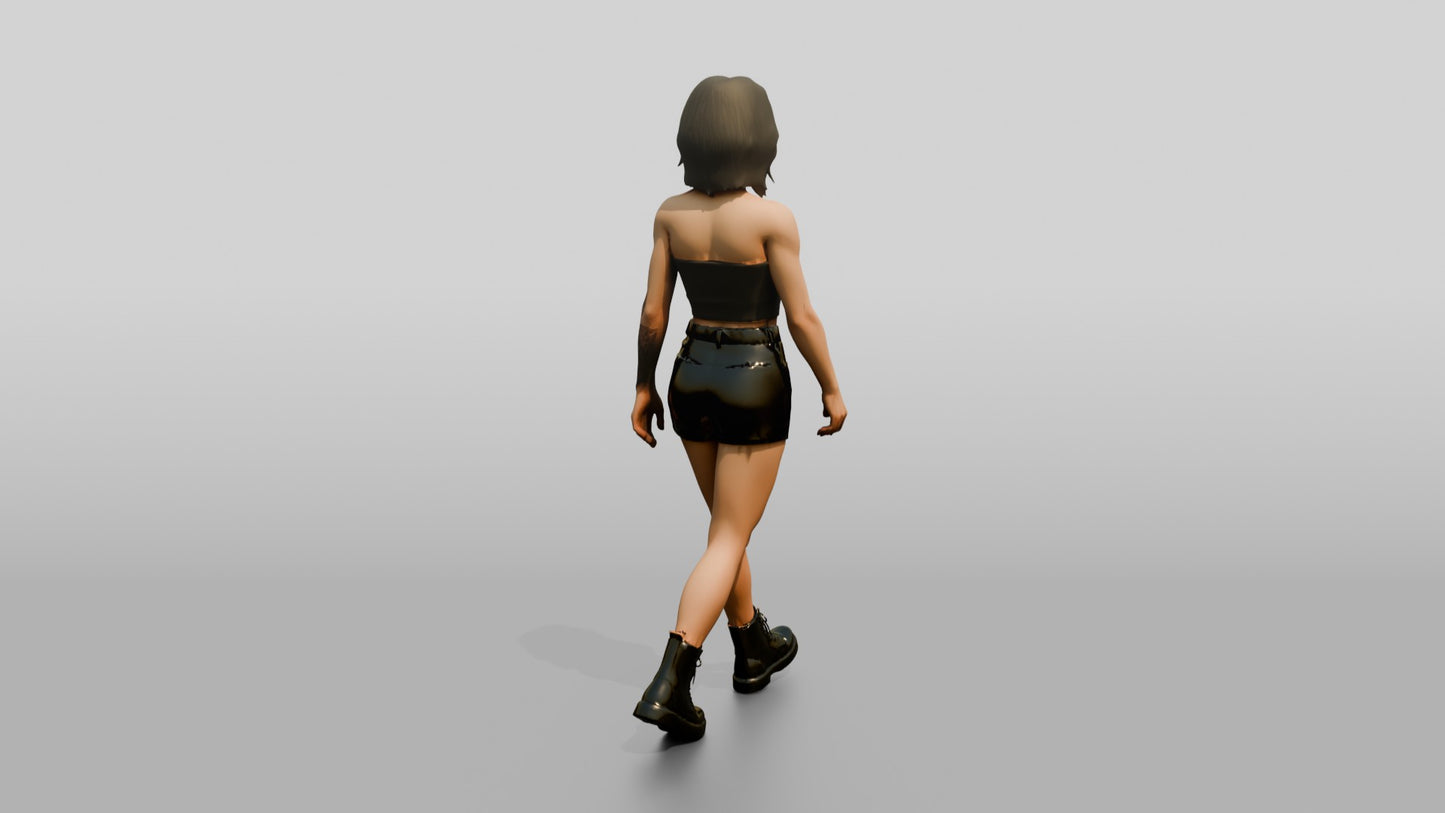 Woman Walking in Brown Crop Top and Dark Shorts