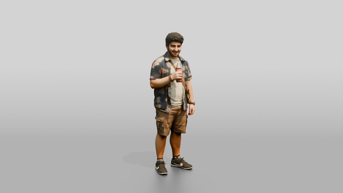 Stocky Young Lebanese Man by a Food Truck - 3D character model, view 1
