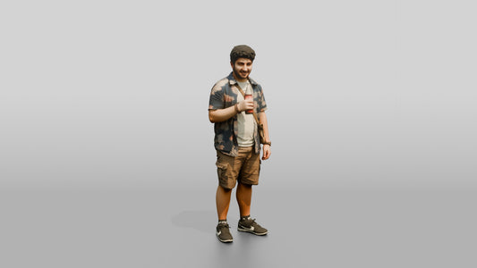 Stocky Young Lebanese Man by a Food Truck - 3D character model, view 1