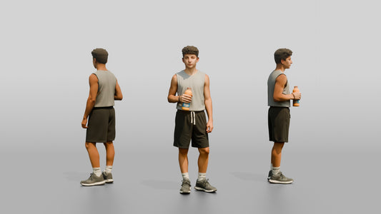 Slender Greek Teenage Boy Holding a Sports Drink