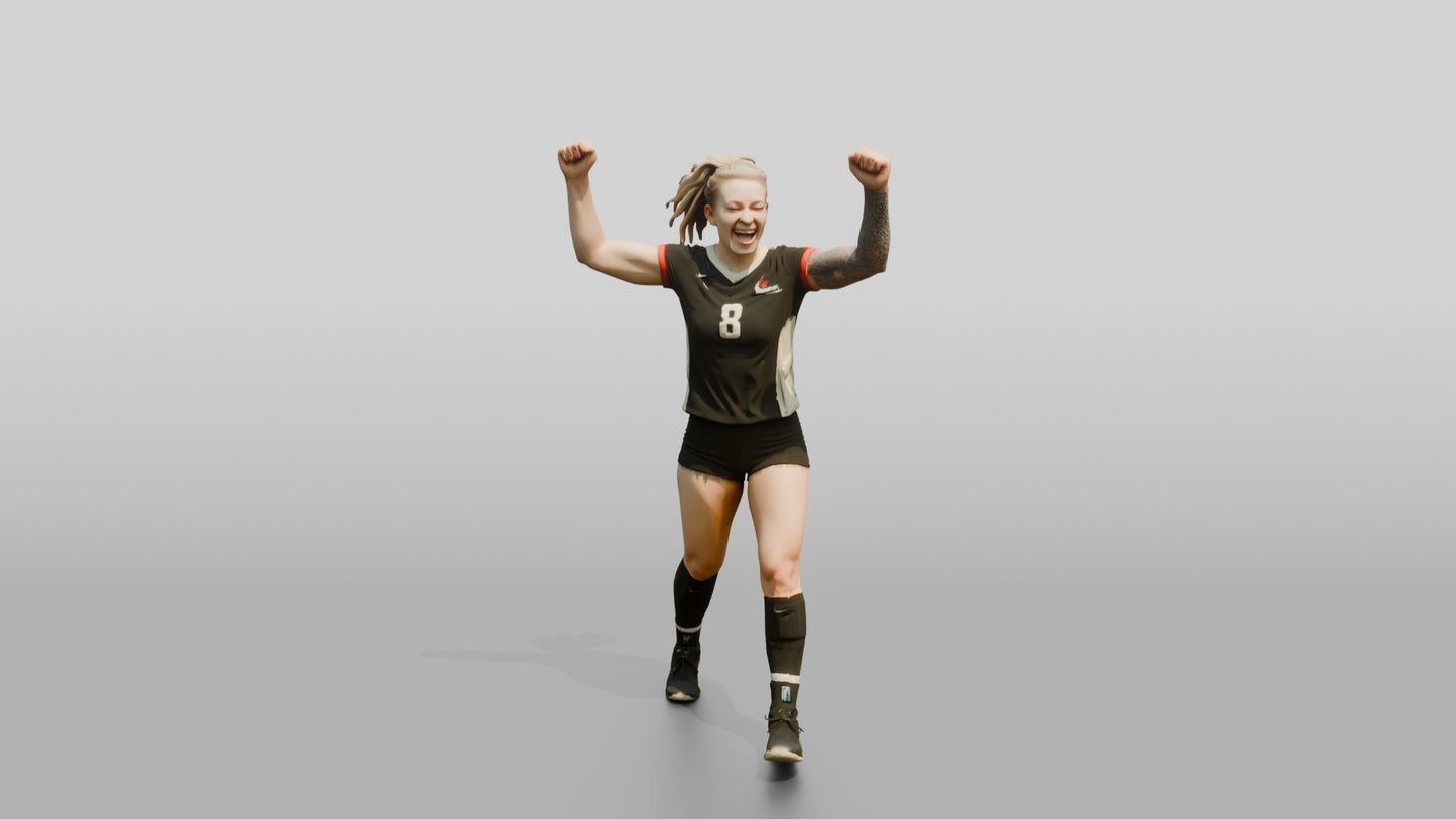 Caucasian Female Volleyball Player in Black Jersey