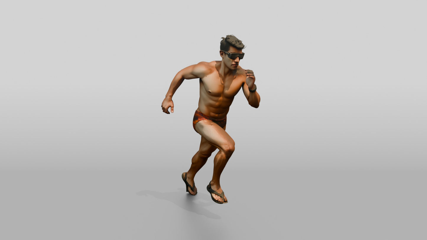 Latino Athlete in Powerful Beach Run