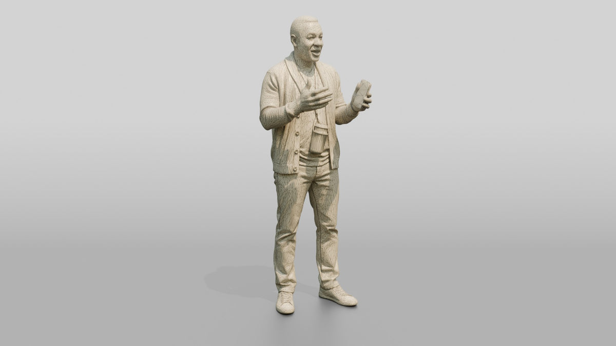 Delivery Supervisor with Phone - wireframe topology preview