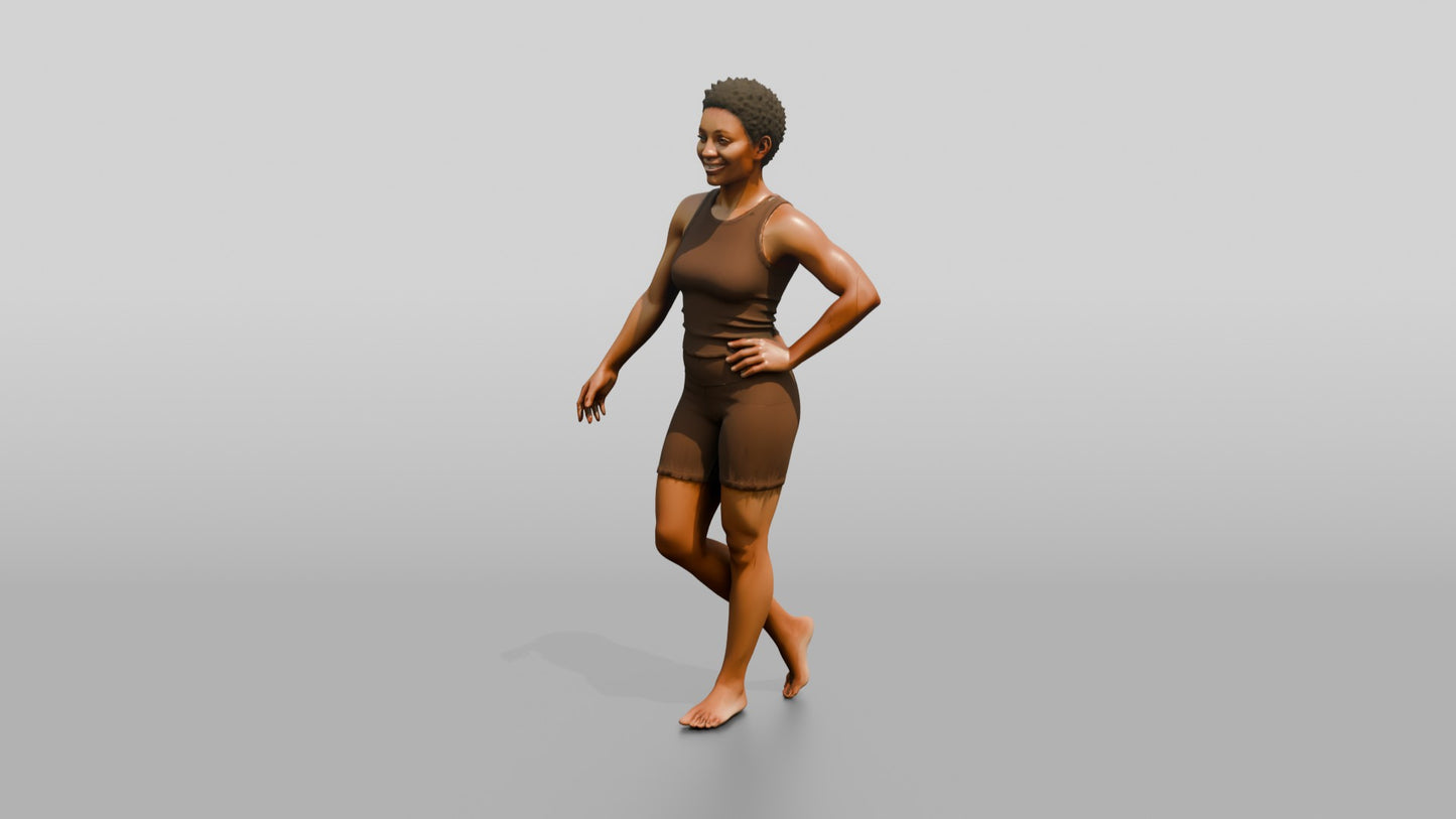 Black Woman in Brown Activewear with Hand on Hip