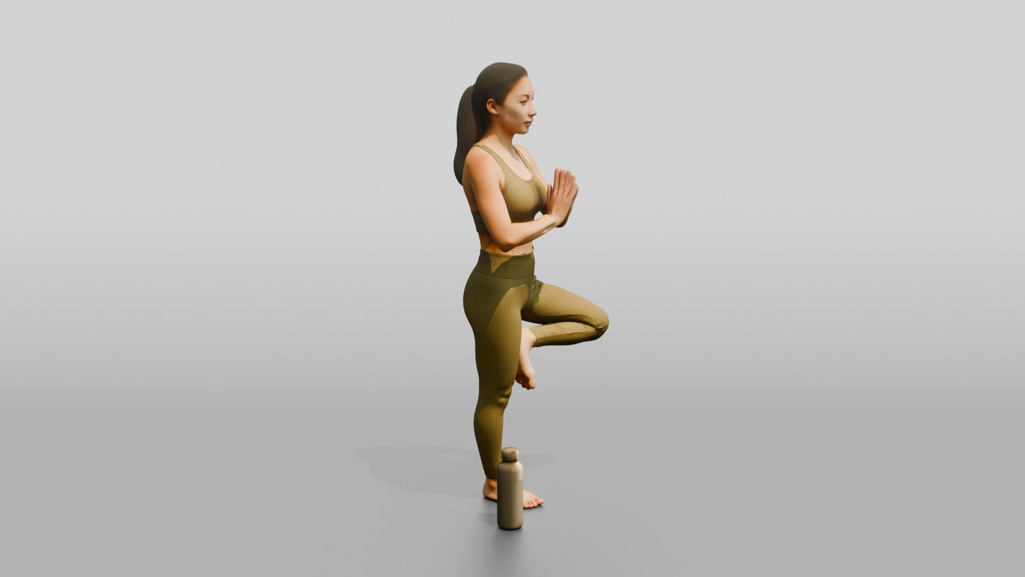 Tree Pose Woman Prayer Hands
