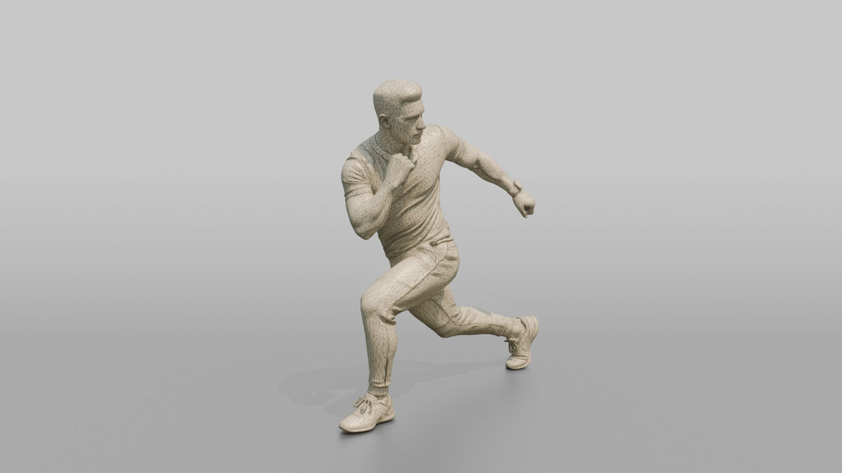 Fitness Influencer Man Mid Lunge, Twisting Slightly - wireframe topology preview