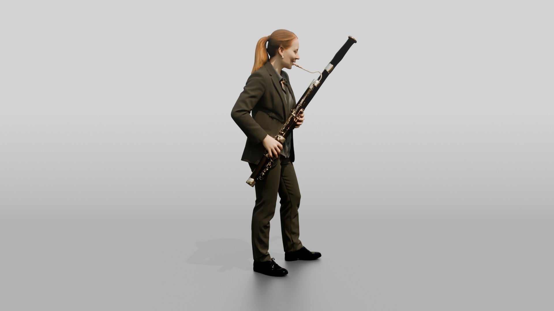 Bassoonist Playing Wood Bassoon