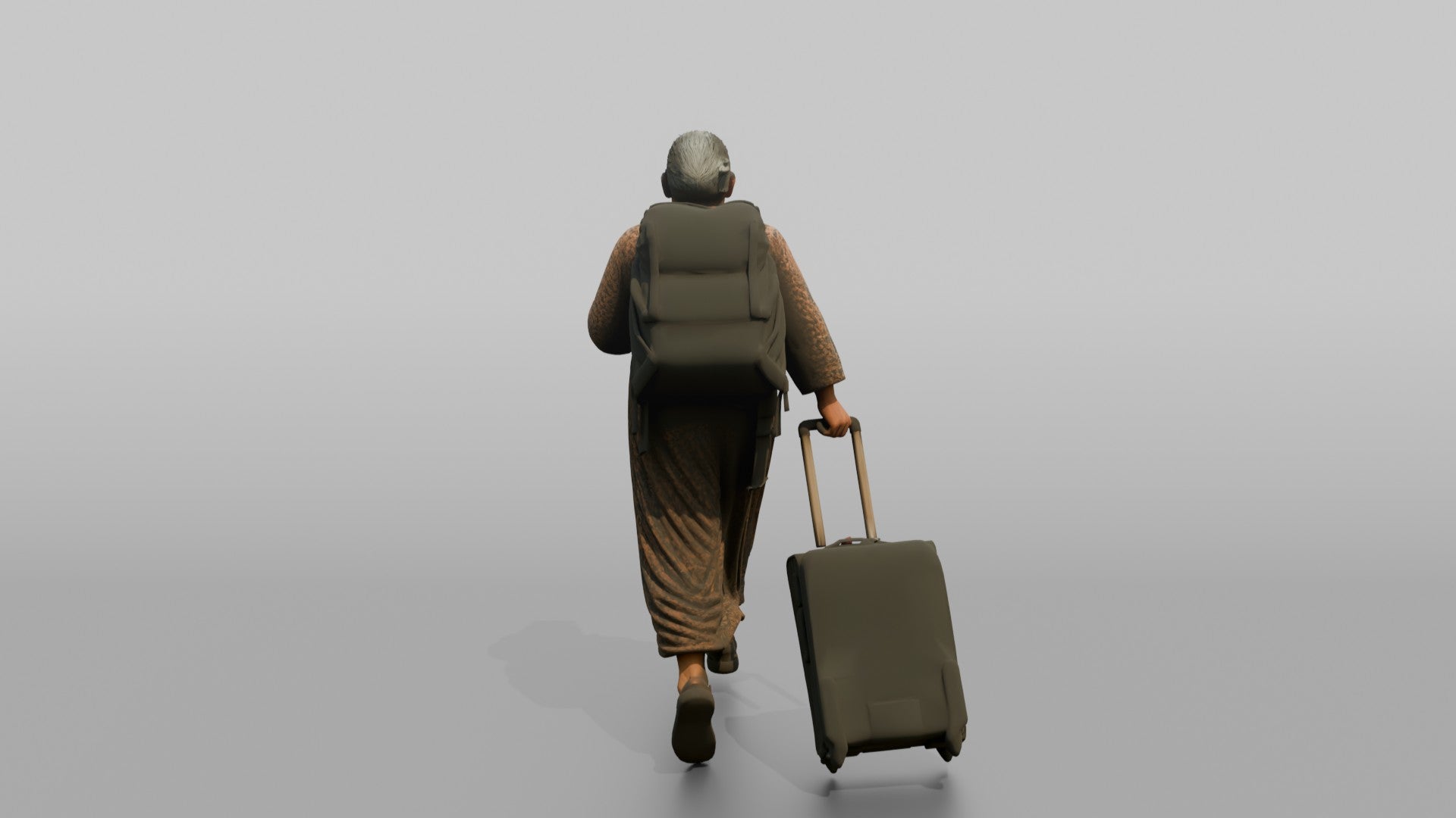 Traveler Jogging Late For A Flight