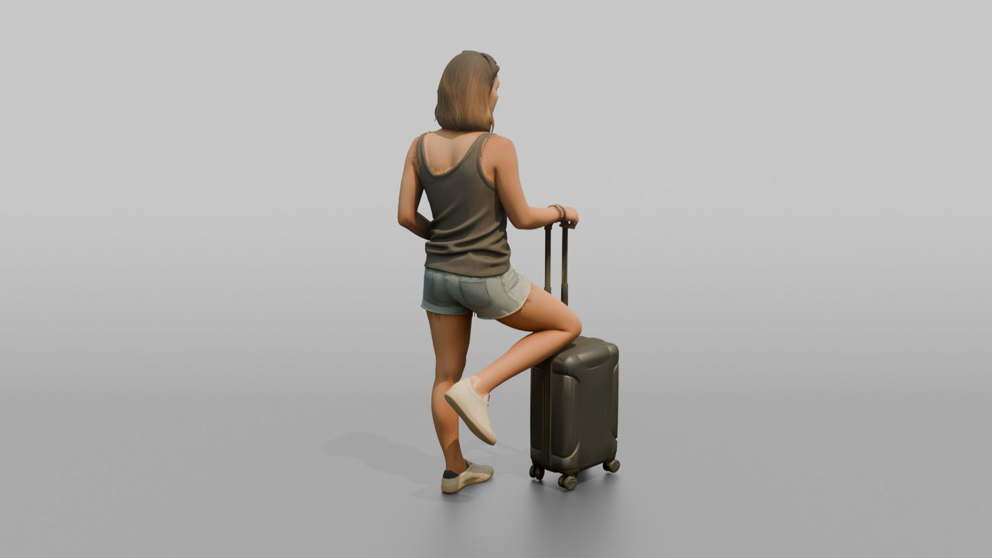 Vacationer Wearing Casual Tank Top And Cutoff Jeans