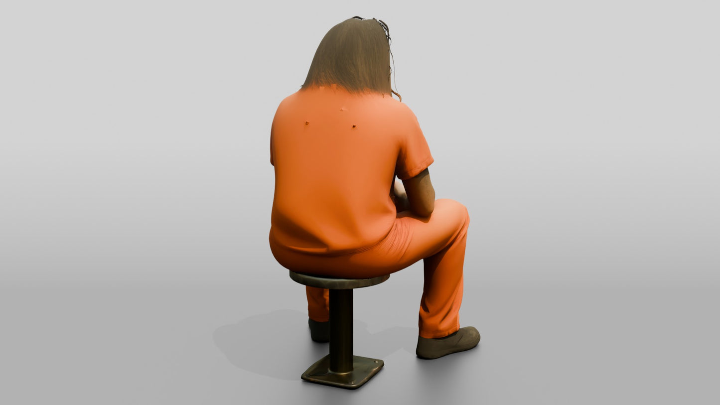 White Male Prisoner in an Orange Jumpsuit