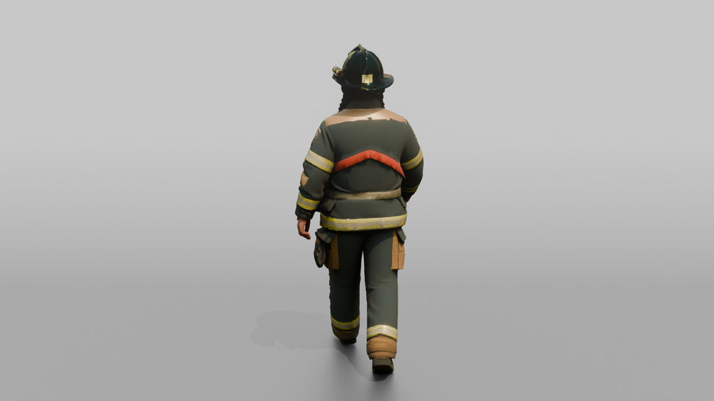 Firefighter Woman Carrying a First Aid Kit Across Her Chest