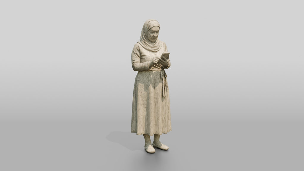 Middle-Aged Jordanian Woman in Hijab by a Fountain