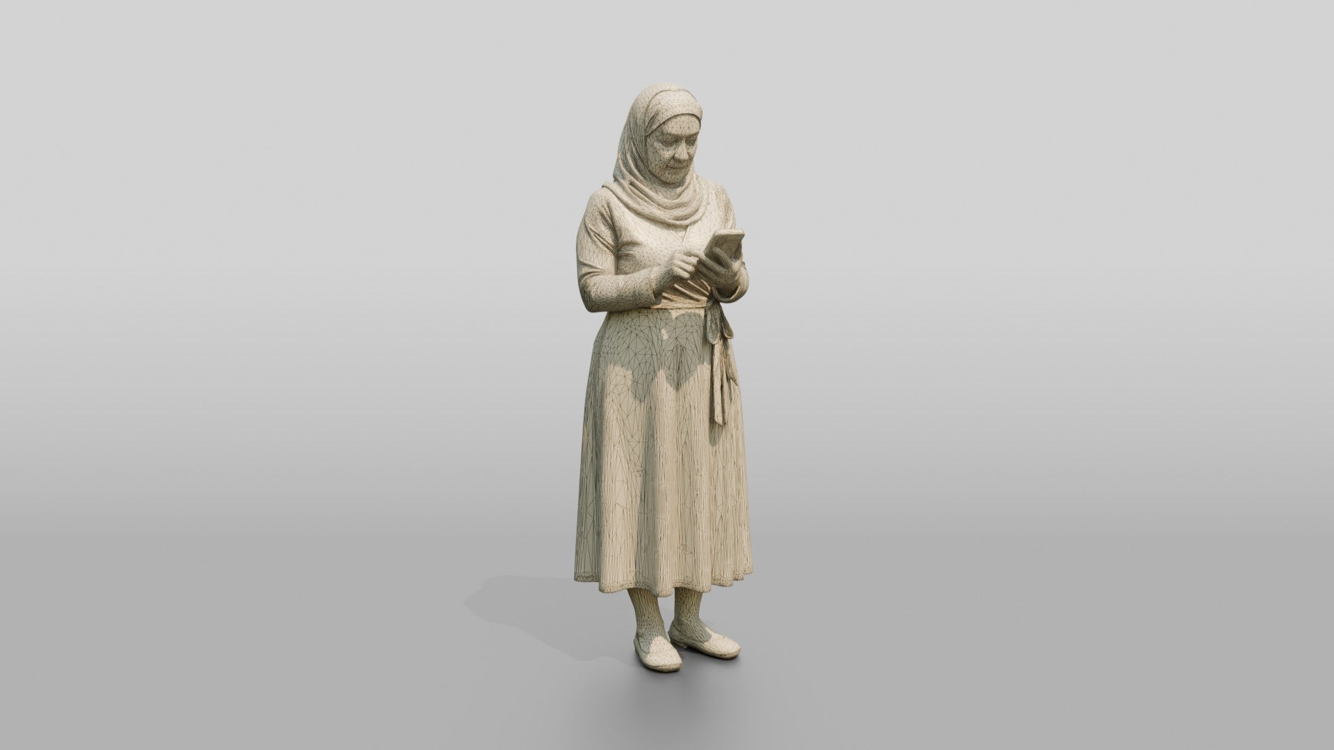 Middle-Aged Jordanian Woman in Hijab by a Fountain