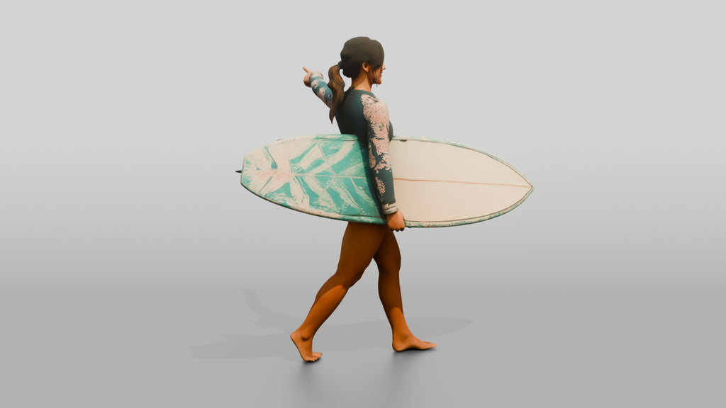 Woman Carrying Surfboard Toward the Waves