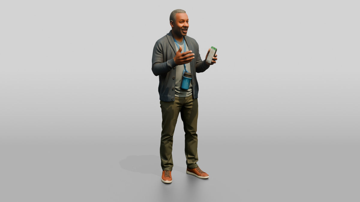 Delivery Supervisor with Phone - 3D character model, view 1
