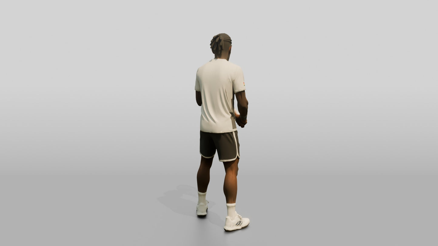 Male Tennis Player Checking His Racket Strings