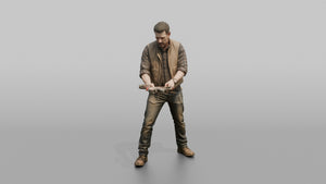 Farmer Stretching Barbed Wire Specialized Fencing Pliers - 3D character model, view 1