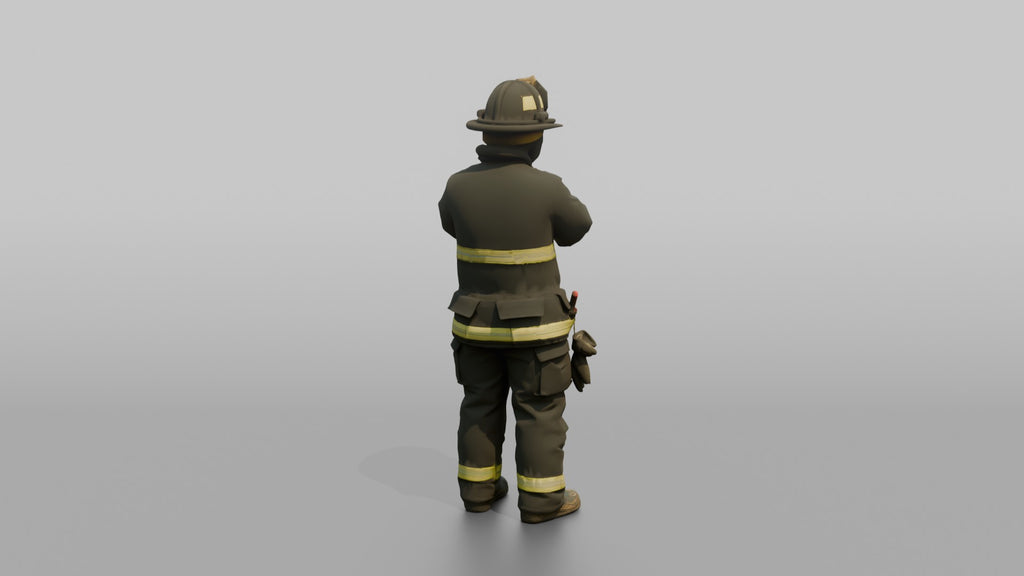 Firefighter Woman Adjusting the Chin Strap on Her Turnout Helmet