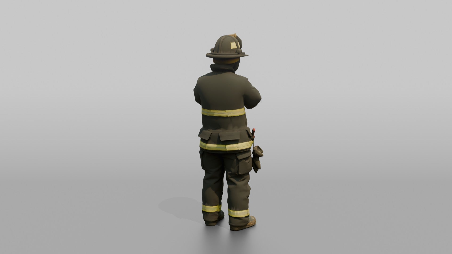 Firefighter Woman Adjusting the Chin Strap on Her Turnout Helmet