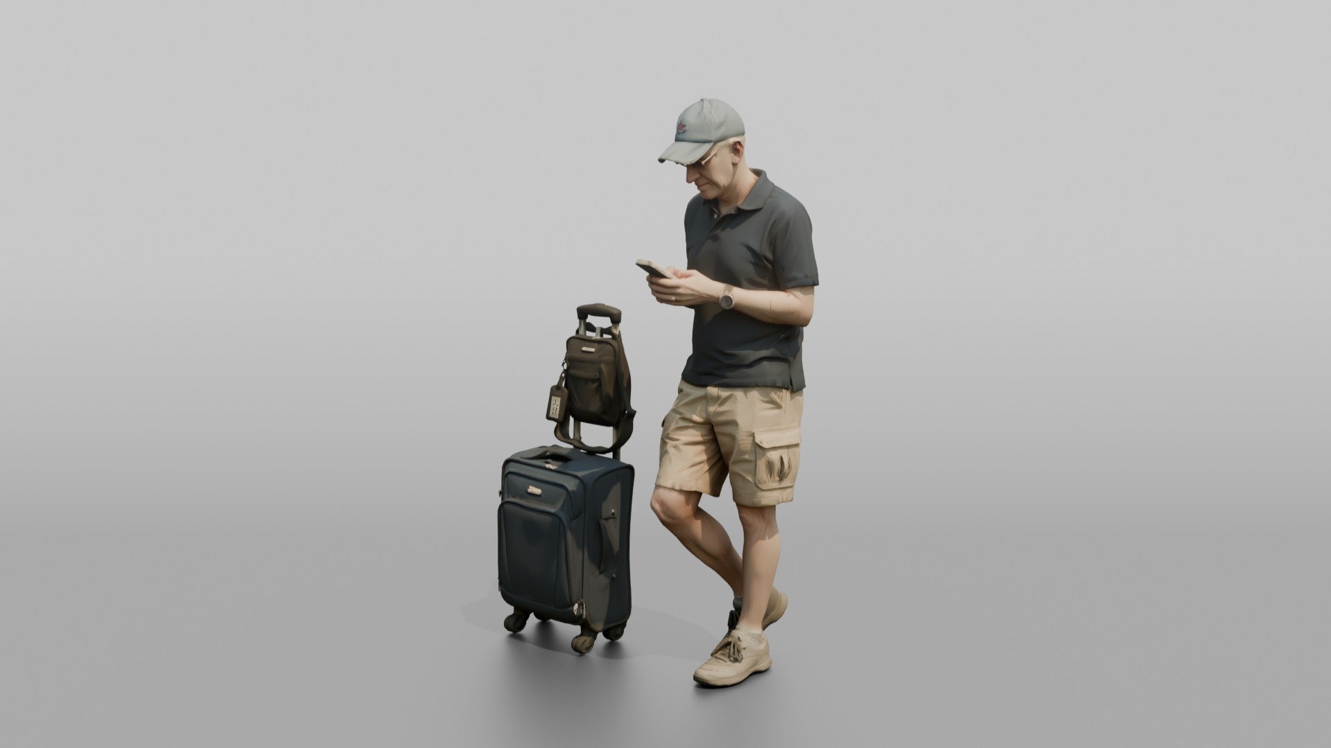 Traveler Leaning Against A Pillar
