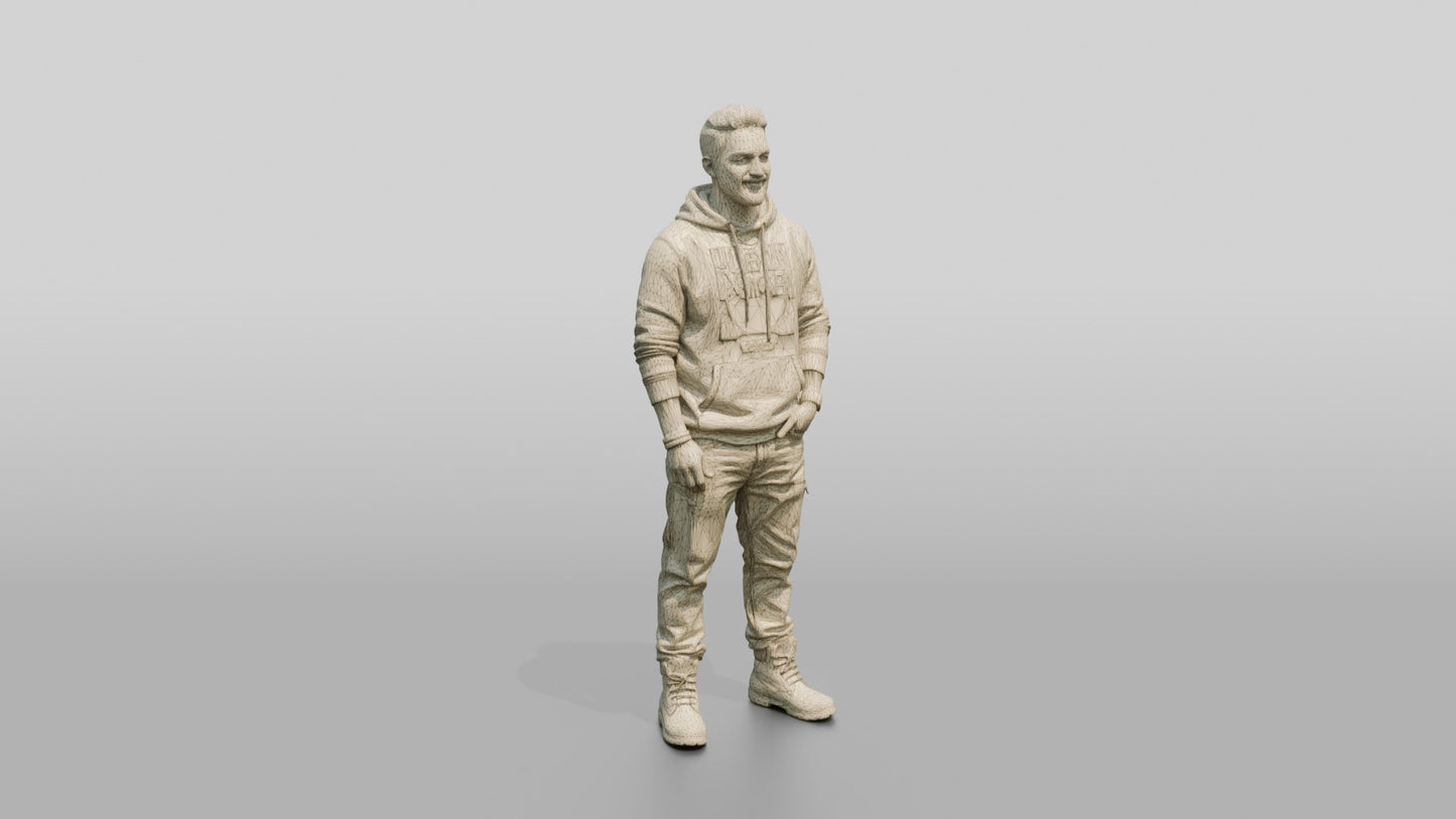 Latino Man in Graphic Hoodie and Timberlands