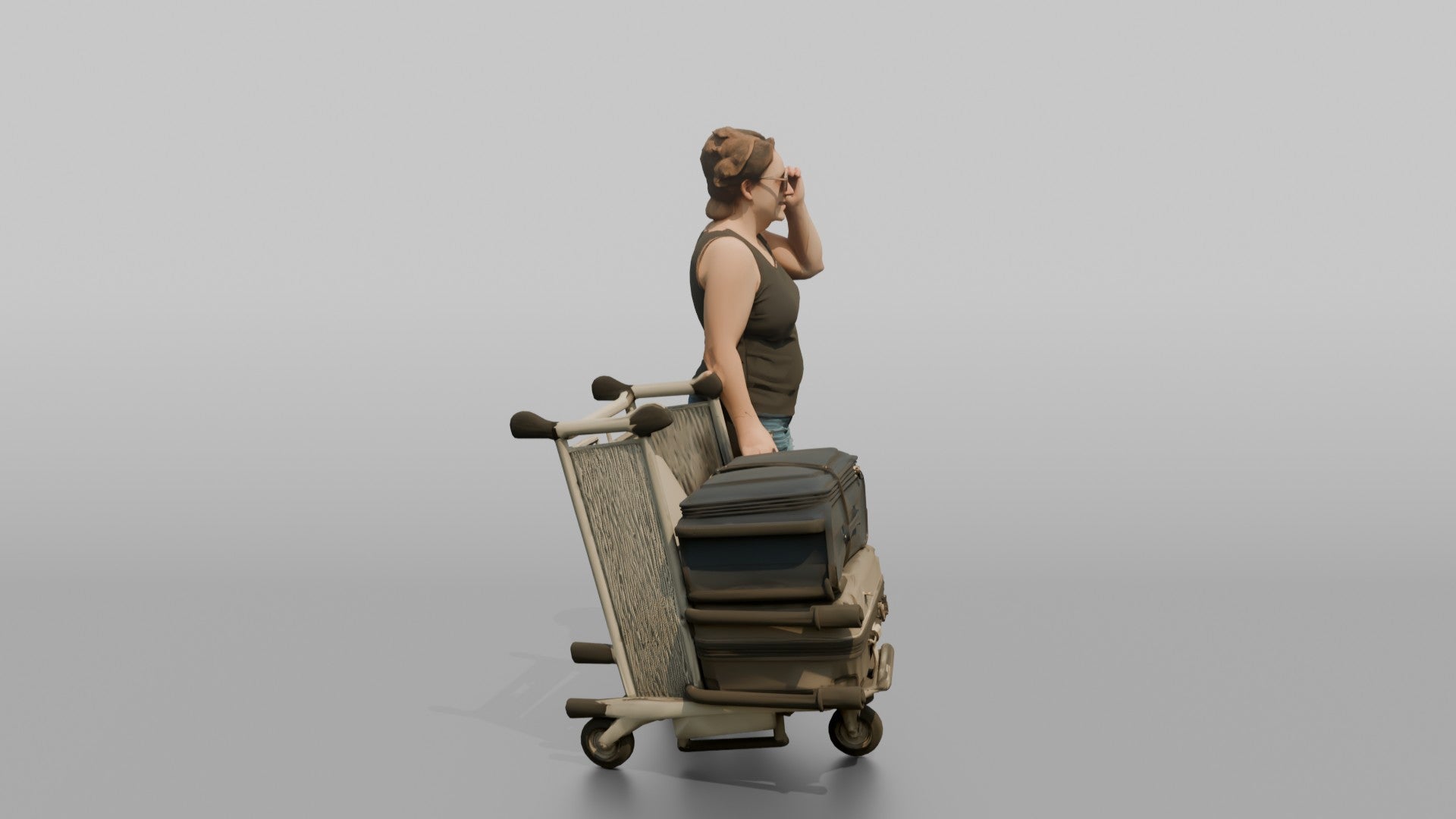 Traveler Putting On Sunglasses In Terminal