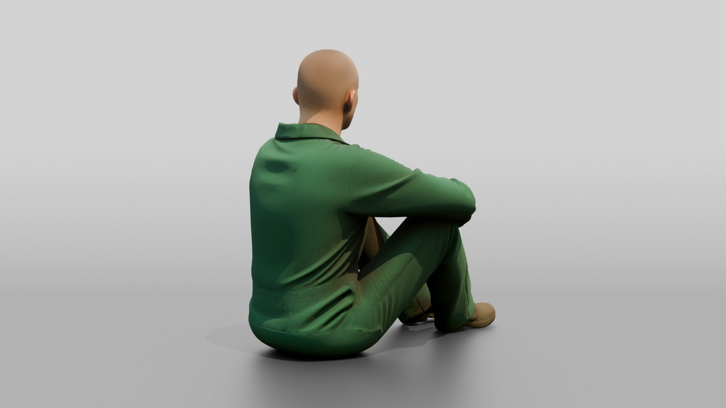Caucasian Male Prisoner in a Green Uniform