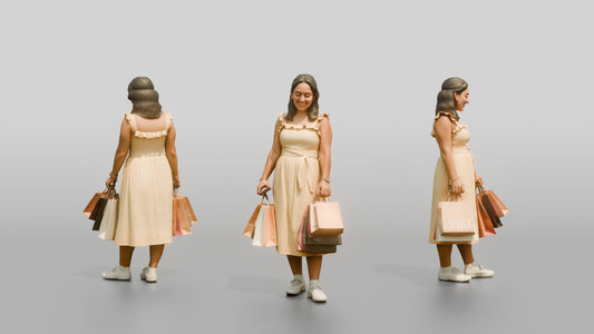 Curvy Spanish Woman Looking at Her Shopping Bags