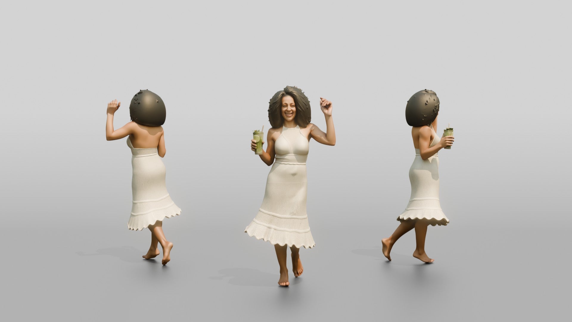 Woman Dancing in a Crochet Dress