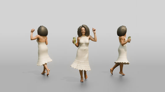 Woman Dancing in a Crochet Dress - 3D character model