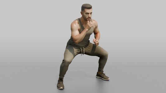 Fitness Influencer Man Doing A Wide-stance Squat - 3D character model