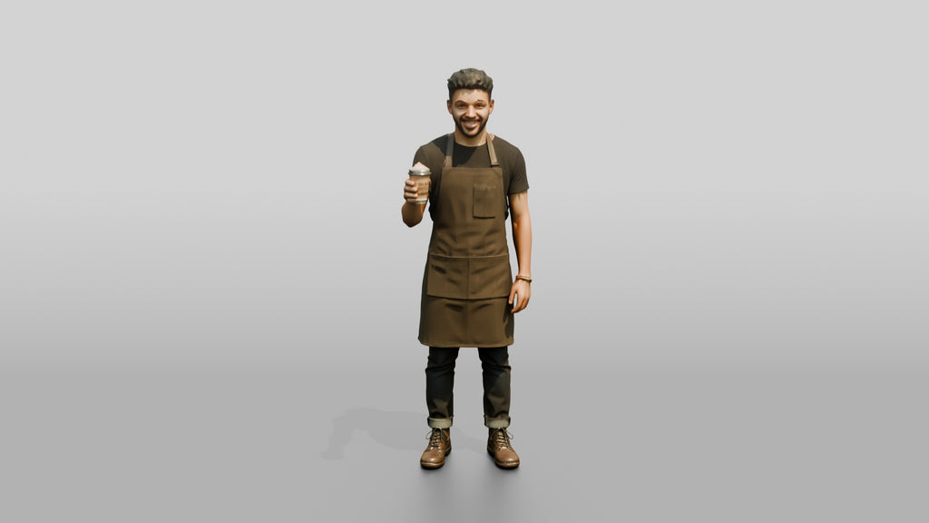 Hispanic Barista Holding Coffee Cup