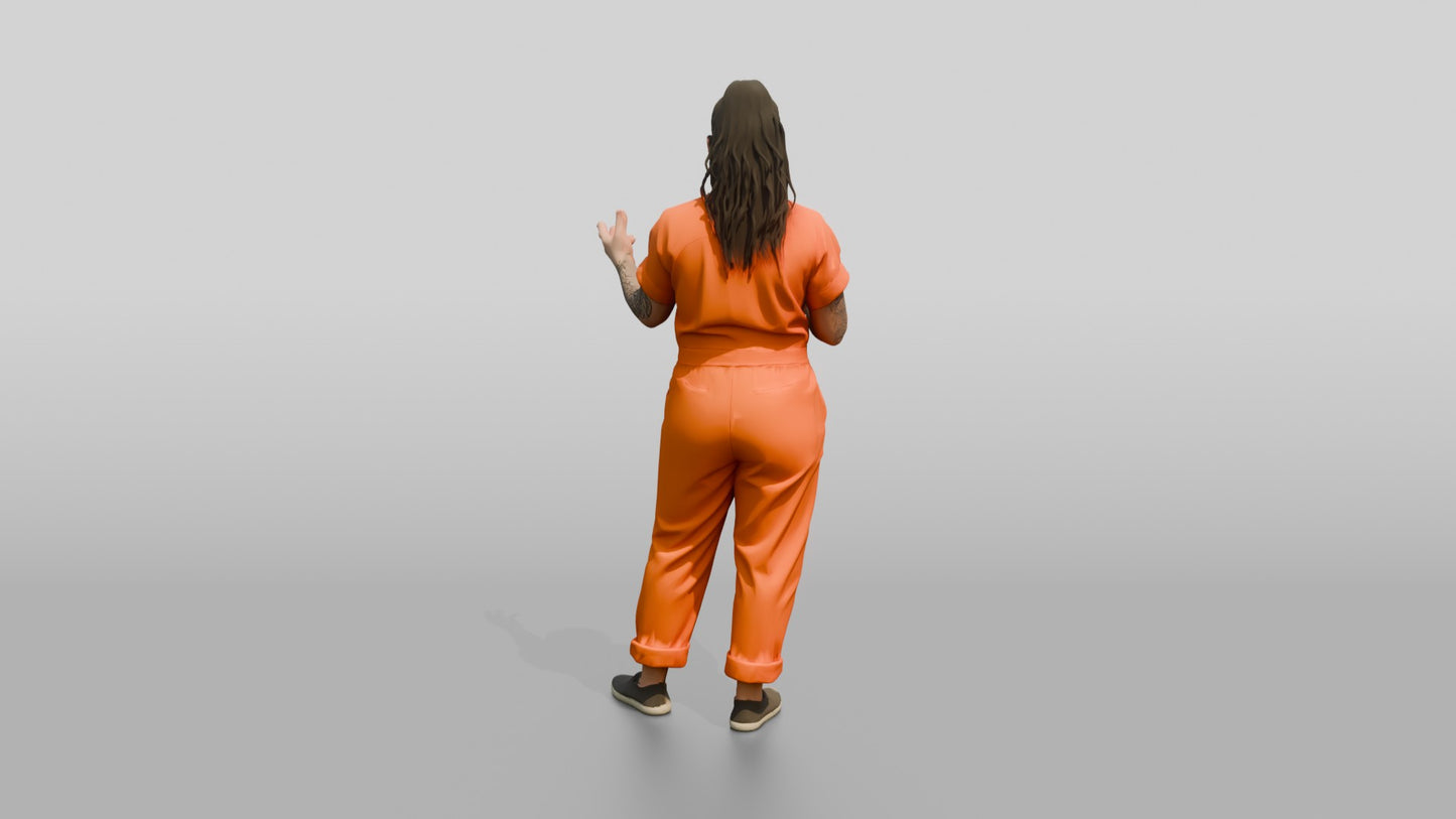 Middle Eastern Female Prisoner in an Orange Jumpsuit