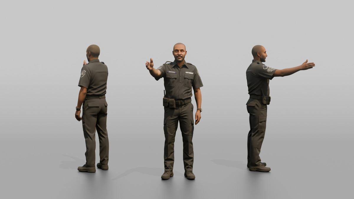Door Staff Man Gesturing For A Guest To Step Forward - 3D character model, view 1