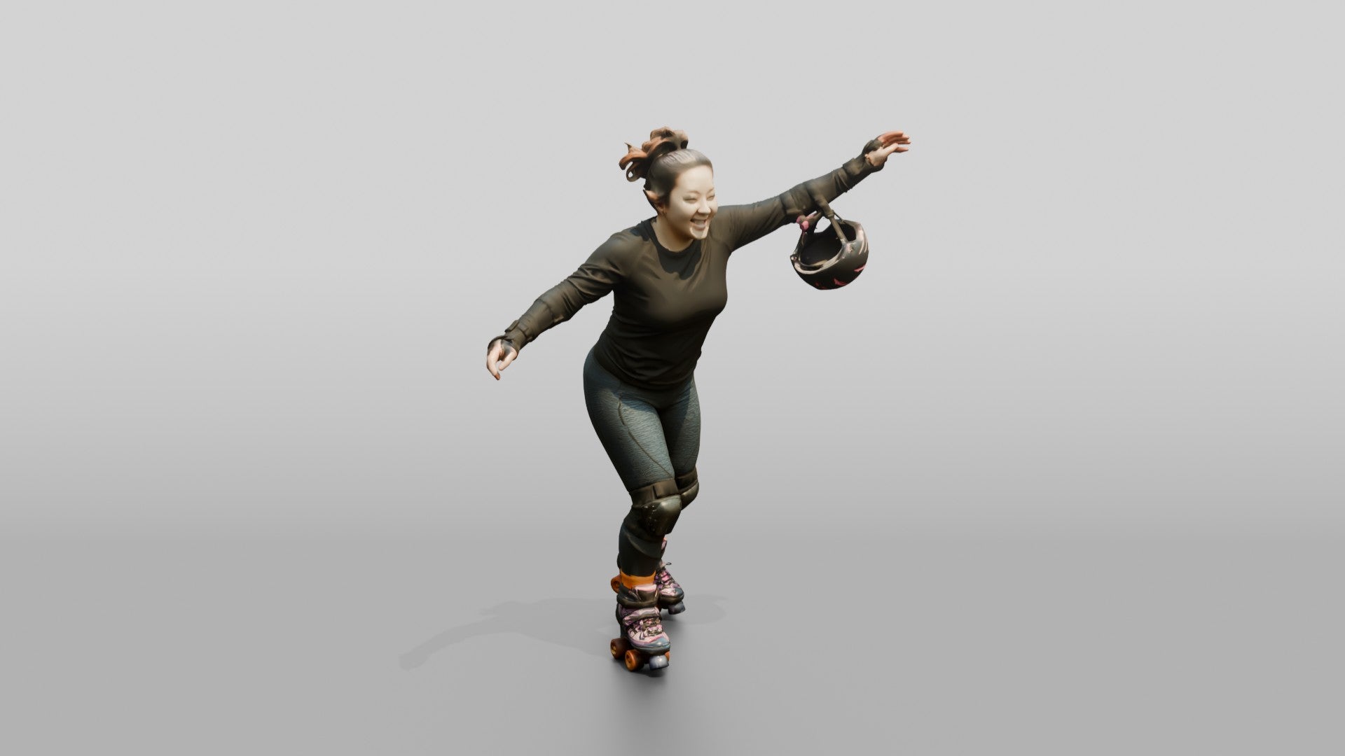 Chinese Woman Rollerskating