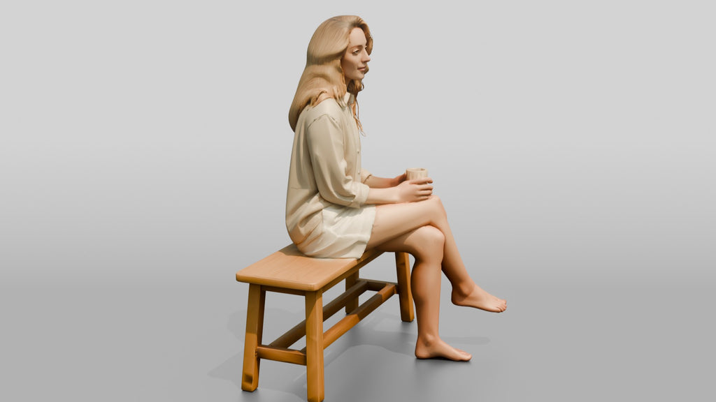 Woman Resting on a Wooden Bench