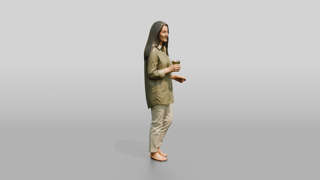 Woman Holding a Bottle in Olive