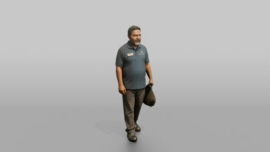 Housekeeping Staff Woman Carrying A Small Trash Bag - 3D character model