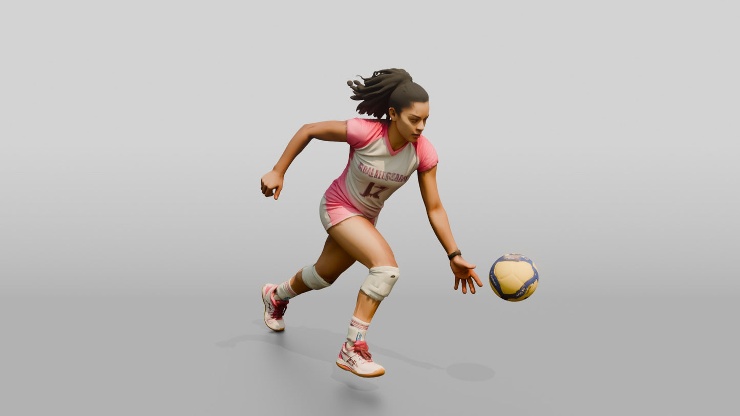 Latina Female Volleyball Player in White and Pink Uniform