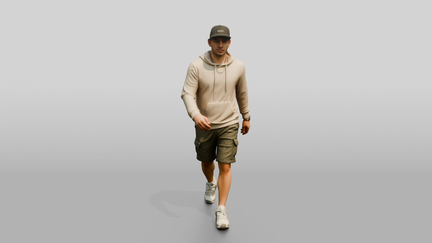 Latino Man Walking Focused on the Boardwalk