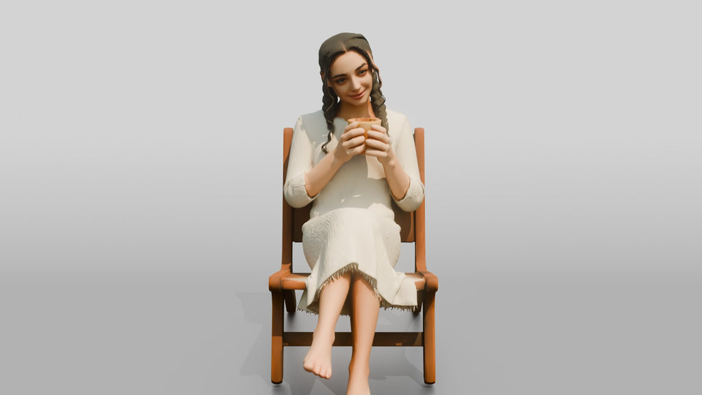 Woman on a Chair Checking Her Phone