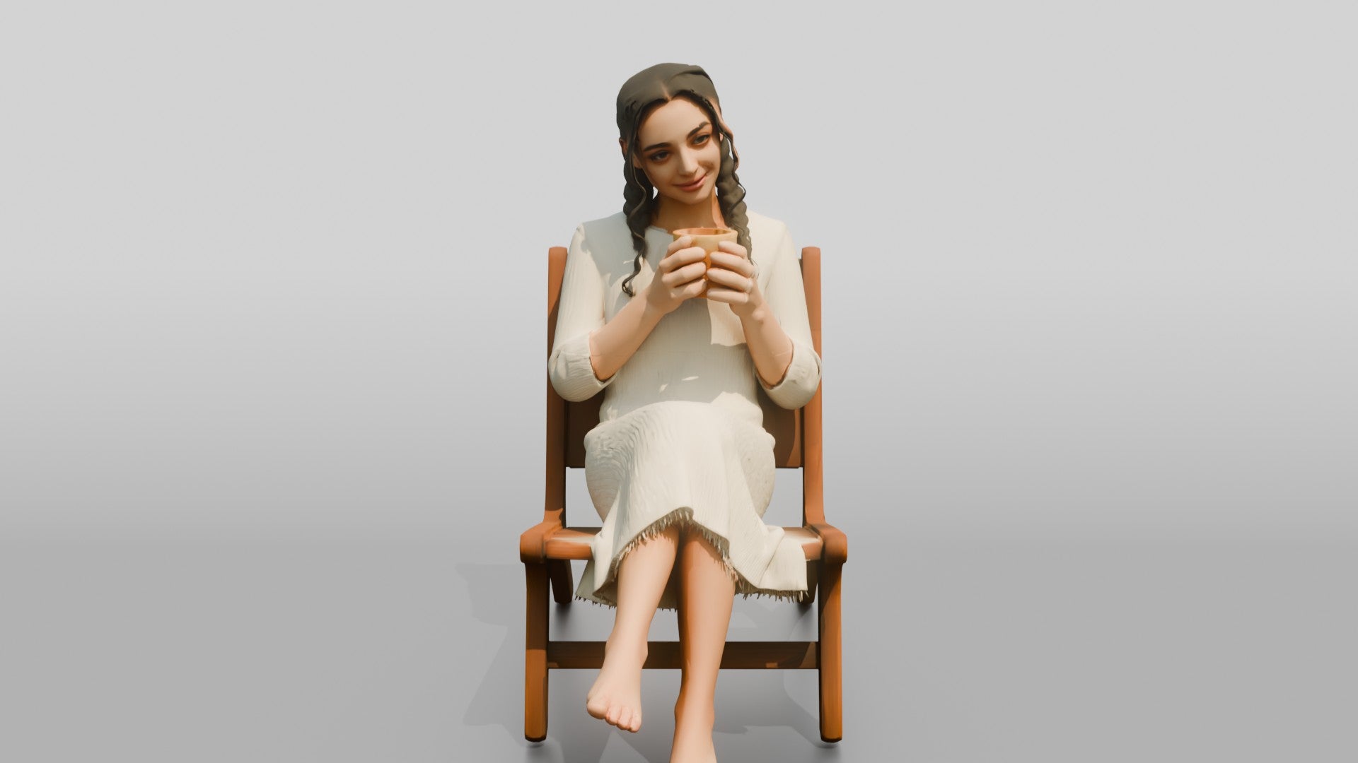 Woman on a Chair Checking Her Phone