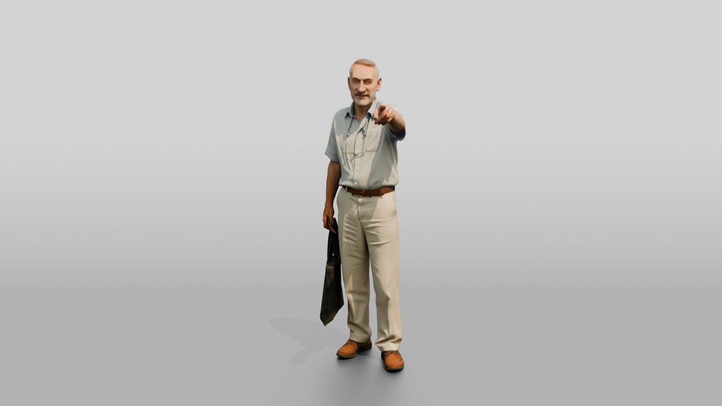 Elderly Tall Croatian Man Pointing at the Distance
