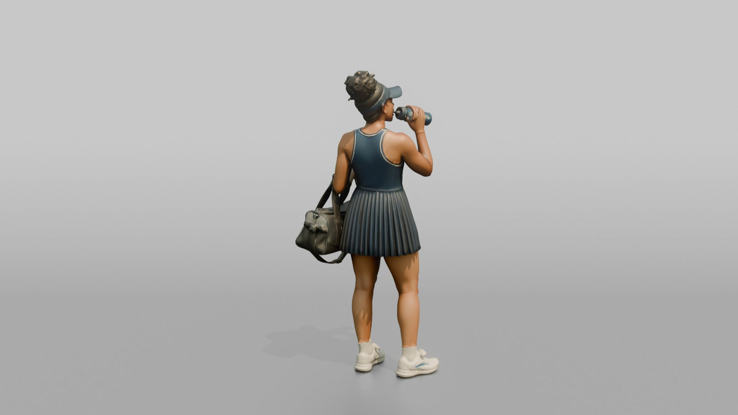 Vacationer Wearing Athletic Tennis Dress And Visor