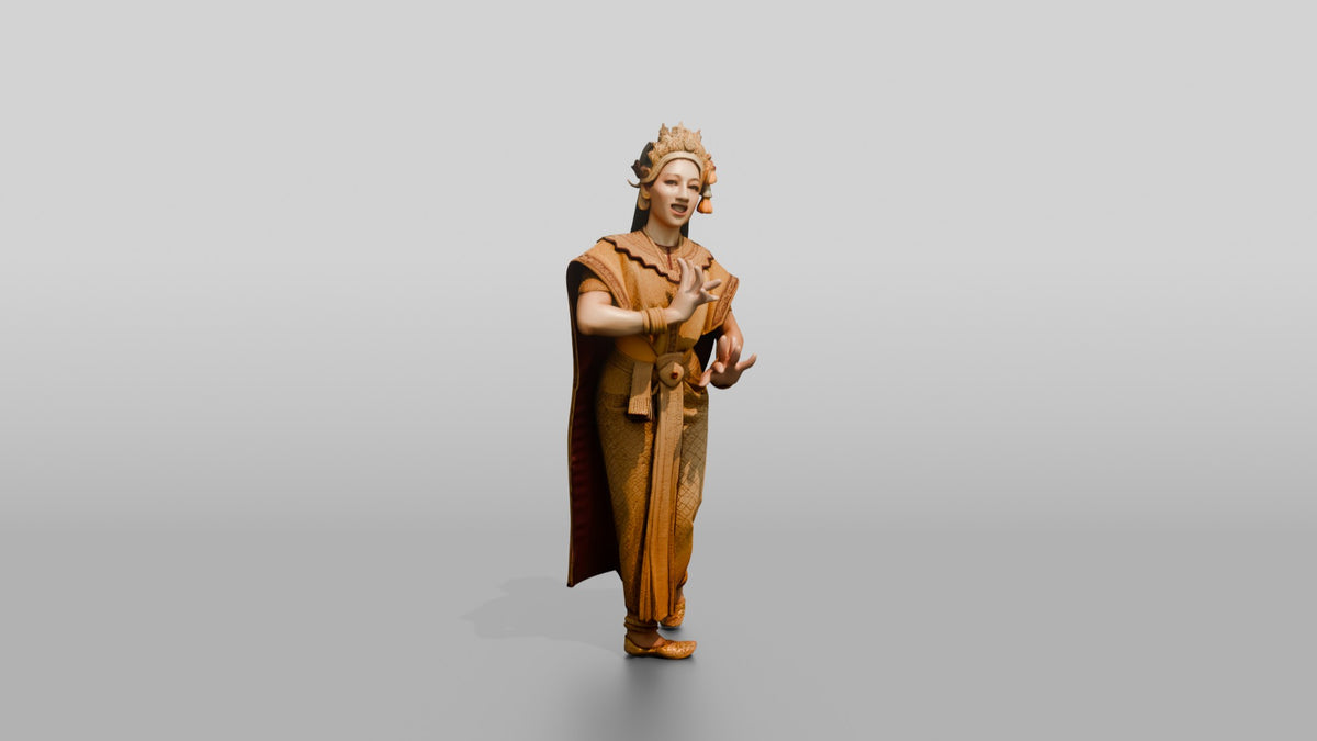 Classical Dancer and Singer with Hand Mudras - 3D character model, view 1