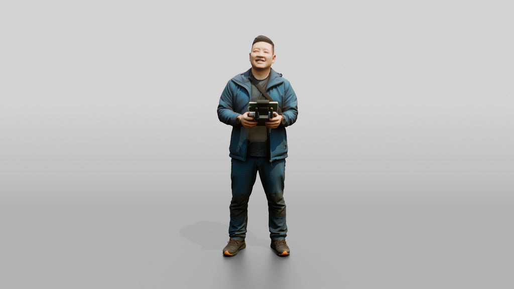 Chinese Man Flying a Drone